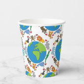 平和と愛かわいい世界のアニメ動物 紙コップ (正面)
