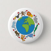 平和と愛かわいい世界のアニメ動物 缶バッジ (正面)