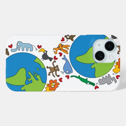 平和と愛かわいい世界のアニメ動物 Case-Mate iPhoneケース (裏面 (横))