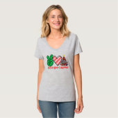 平和と愛とクリスマスツリー Tシャツ (正面フル)