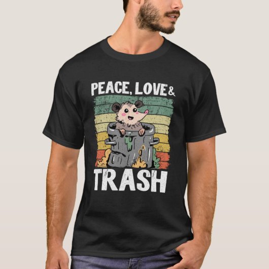平和と愛とゴミおもしろいのミームゴミ箱P Tシャツ (正面)