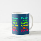 平和と愛とジャズの全てを青に コーヒーマグカップ (正面右)