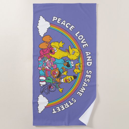 平和と愛とセサミストリート ビーチタオル (正面)