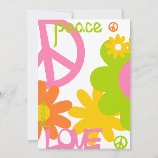 平和と愛とパーティー-文字 招待状 (正面)