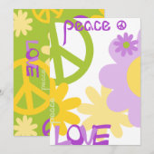 平和と愛とパーティー-空白の文字 招待状 (正面/裏面)