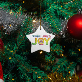 平和と愛と喜びのクリスマスオーナメント セラミックオーナメント