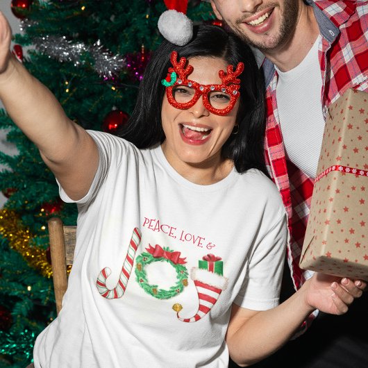 平和と愛と喜びのクリスマス Tシャツ