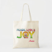 平和と愛と喜びのパーソナライズされた本 トートバッグ (正面)