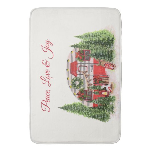 平和と愛と喜びクリスマストレーラーキャンパー バスマット (正面縦)