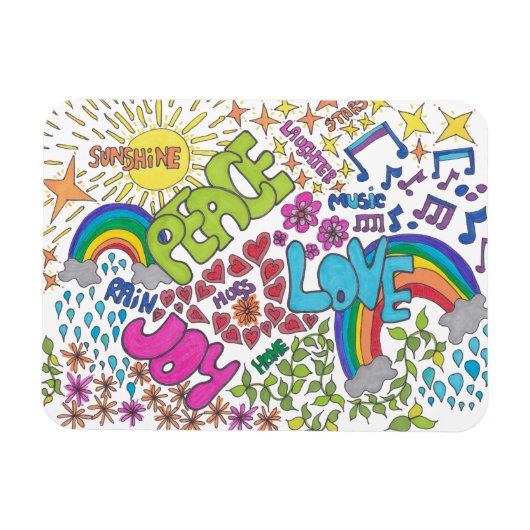 平和と愛と喜び1960年代レトロスタイル マグネット (横)