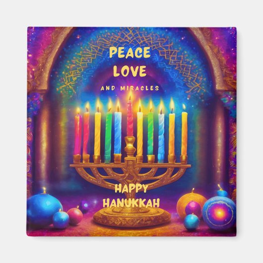 平和と愛と奇跡 – ハヌカー マグネット (正面)