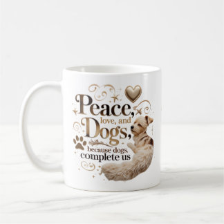 平和と愛と犬のマグカップ コーヒーマグカップ