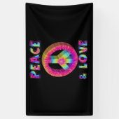 平和と愛と絞り染め平和サイン 横断幕 (縦)