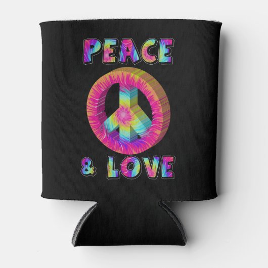 平和と愛と絞り染め平和サイン 缶クーラー (正面)