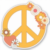 平和と愛と花の防水 シール (正面)