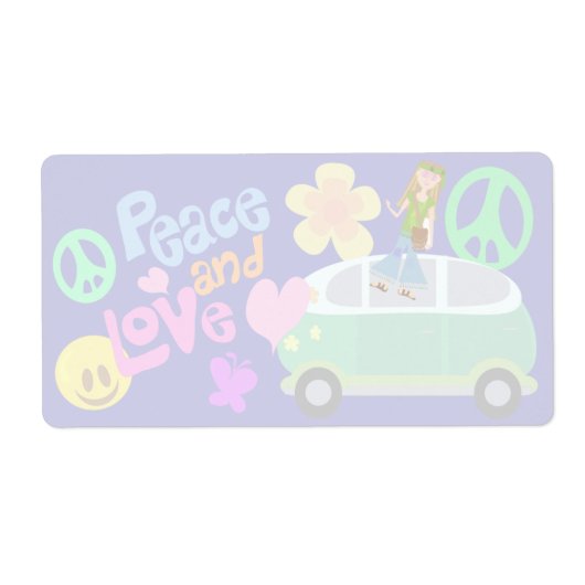 平和と愛のおもしろいGroovy Sixtiesスタイル ラベル (正面)