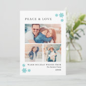 平和と愛のエレガントティール(緑がかった色)ブルーフォトコラージュ シーズンカード (スタンド正面)