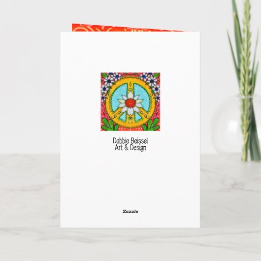 平和と愛のデイジーヒッピーボヘミアオリジナルグリーティング カード (裏面)