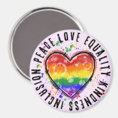 平和と愛のメッセージを広めるハートを絞り込む マグネット (正面/裏面)