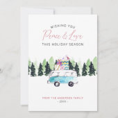 平和と愛のヴィンテージヴァンクリスマスホリデーギフト シーズンカード (正面)