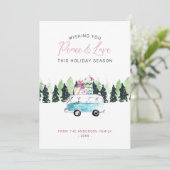 平和と愛のヴィンテージヴァンクリスマスホリデーギフト シーズンカード (スタンド正面)