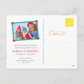 平和と愛の冬の木々雪と鳥モダン シーズンポストカード (裏面)