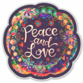 平和と愛の勇気付けられるフローラインスピレーション シール (正面)