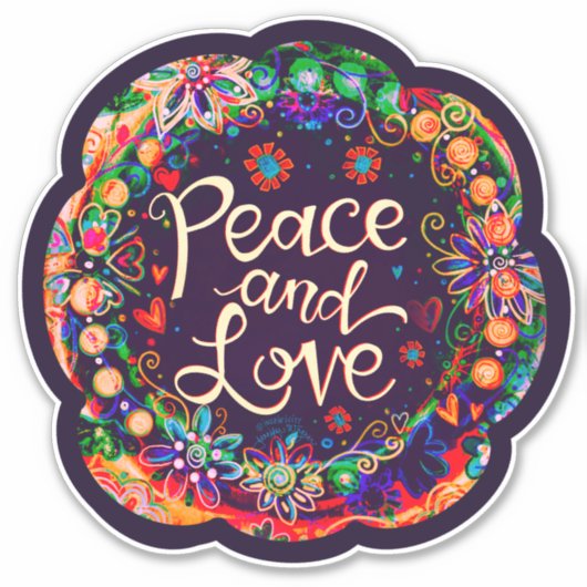 平和と愛の勇気付けられるフローラインスピレーション シール (正面)
