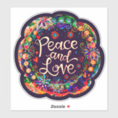 平和と愛の勇気付けられるフローラインスピレーション シール (シート)