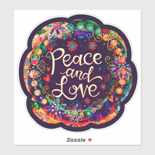 平和と愛の勇気付けられるフローラインスピレーション シール (シート)