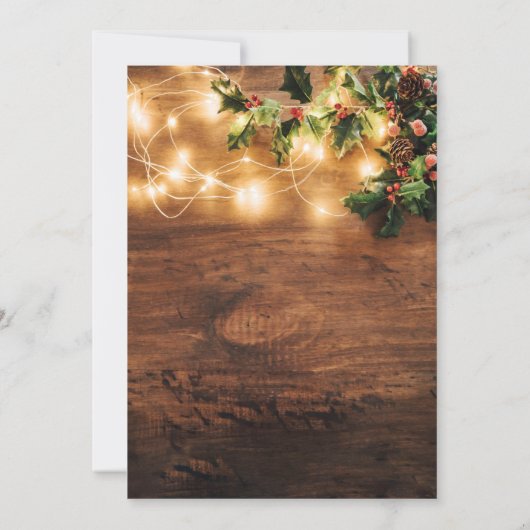 平和と愛の国素朴の文字列ライト写真 シーズンカード (裏面)