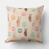 平和と愛の多文化ハンドパターン クッション (正面)