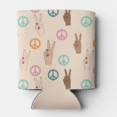 平和と愛の多文化ハンドパターン 缶クーラー (裏面)