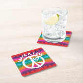 平和と愛の絞り染めストライプ スクエアペーパーコースター (インサイチュ)