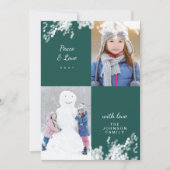 平和と愛の緑の雪の家族ミニマルの写真 シーズンカード (正面)