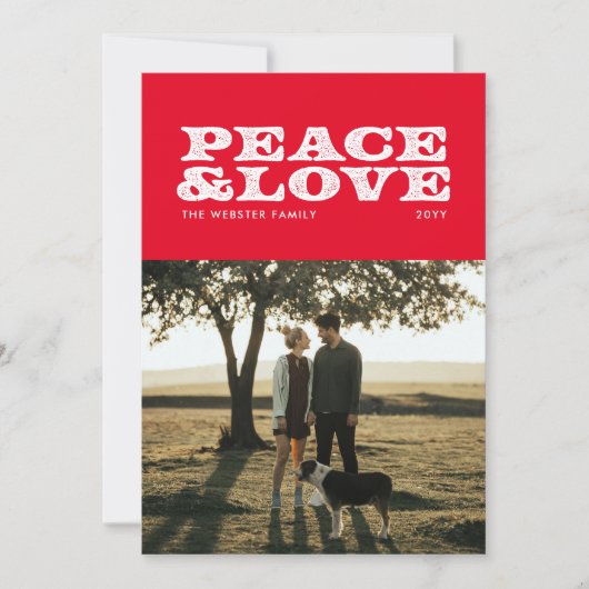 平和と愛の赤い休日のフォトカード シーズンカード (正面)