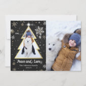 平和と愛の雪片クリスマスツリー2写真 シーズンカード (正面)