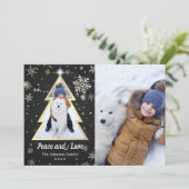 平和と愛の雪片クリスマスツリー2写真 シーズンカード (スタンド正面)