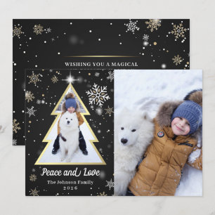 平和と愛の雪片クリスマスツリー2写真 シーズンカード