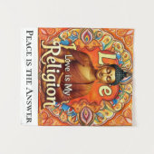 平和と愛は私の宗教 ウォールアート タペストリー (正面(横))