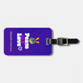 平和と愛タイポグラフィレインボーハンドピースサイン ラゲッジタグ (正面横)