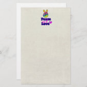 平和と愛タイポグラフィレインボーハンドピースサイン 便箋 (正面/裏面)