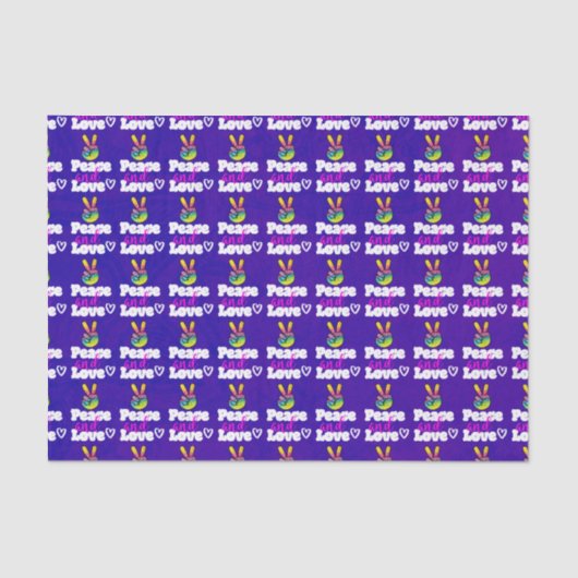 平和と愛タイポグラフィレインボーハンドピースサイン 薄葉紙 (正面)