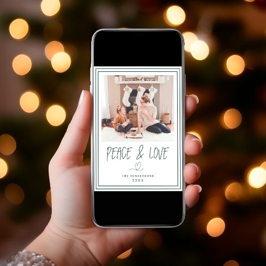 平和と愛ミニマリストクリスマスカード金ゴールド 招待状