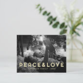 平和と愛モダンのシンプルタイポグラフィ シーズンポストカード (スタンド正面)