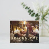 平和と愛モダンのシンプルタイポグラフィ シーズンポストカード (スタンド正面)