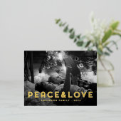 平和と愛モダンのシンプルタイポグラフィ 箔シーズンポストカード (立ち正面)