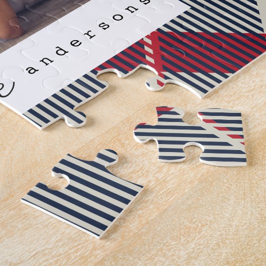 平和と愛モダンクリスマス家族の写真 ジグソーパズル (側面)