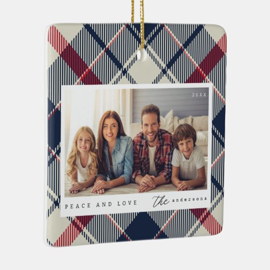平和と愛モダンクリスマス家族の写真 セラミックオーナメント (右)