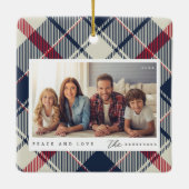 平和と愛モダンクリスマス家族の写真 セラミックオーナメント (裏面)